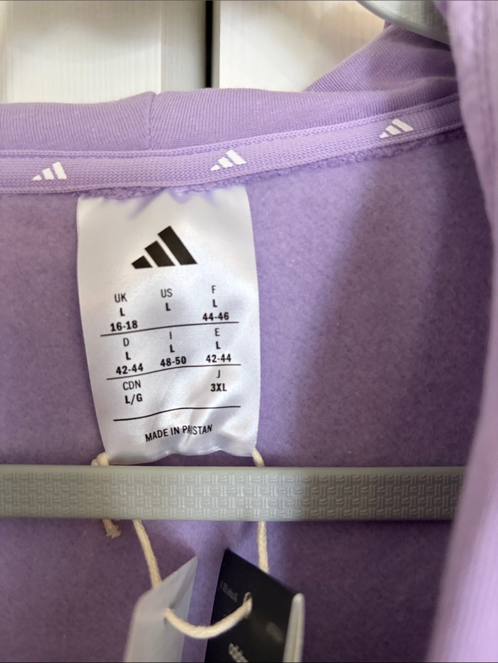 adidas Lavender Zip-Up Hoodie with White Three-Stripes - Picture 3 of 6